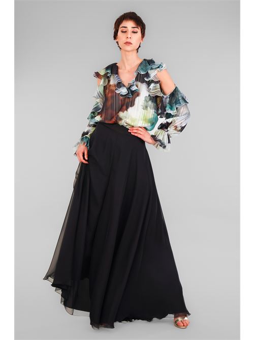 Pantalone in chiffon doppiato D'Andrea collection | 25045NERO